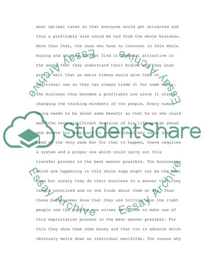 The Safety of Selling Our Body Parts