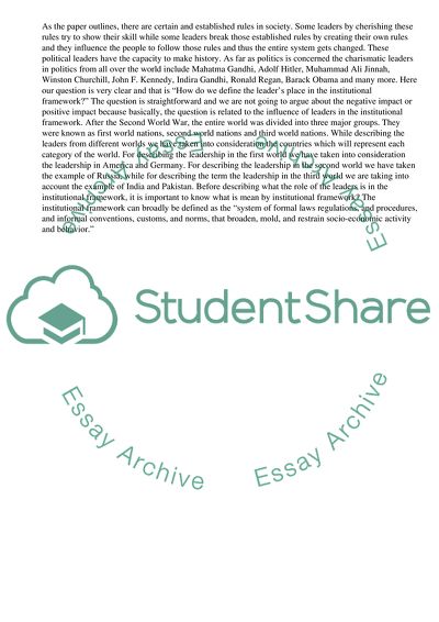 Leaders Place in the Institutional Framework