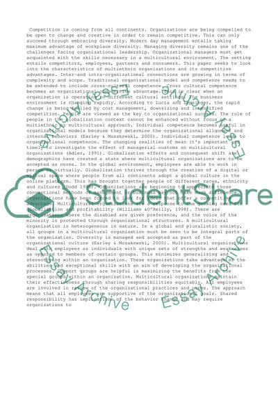 Multicultural Organizations