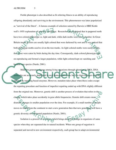 Altruism as an Adaptive Behavior