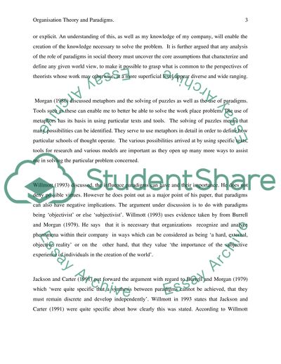 Organisation Theory and Paradigms