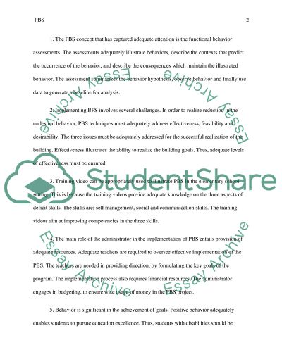 The Concept of Positive Behavior Support (PBS)