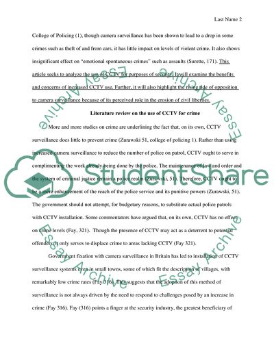 Use of Closed Circuit Television (CCTV) for Crime
