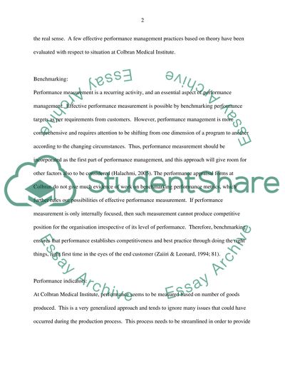 Performance Management at Colbran Medical Institute