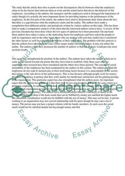 Essays On Science And Religion The Importance Of Pay In Employee Motivationdiscrepancies Between What People Say And What They Essay Term Paper also Science And Society Essay The Importance Of Pay In Employee Motivationdiscrepancies Between Essay Business Essay Sample