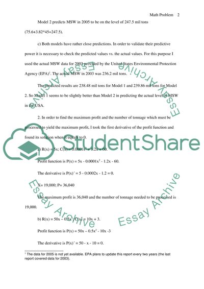 Math of Municipal Solid Waste Production