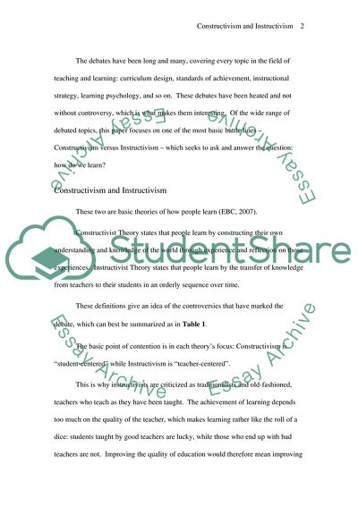 Constructivism and Instructivism in Teaching and Learning