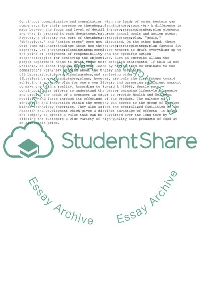 Strategic Management and Business Performance at Nestle