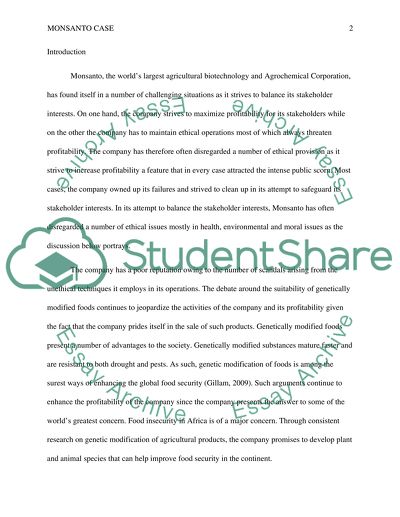 Discuss the ethical issues in the Monsanto case