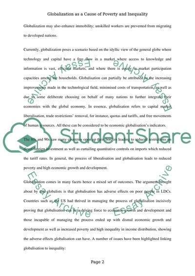 Globalisation as a Cause of Poverty and Inequality