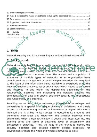 Network Security and Its Business Impact