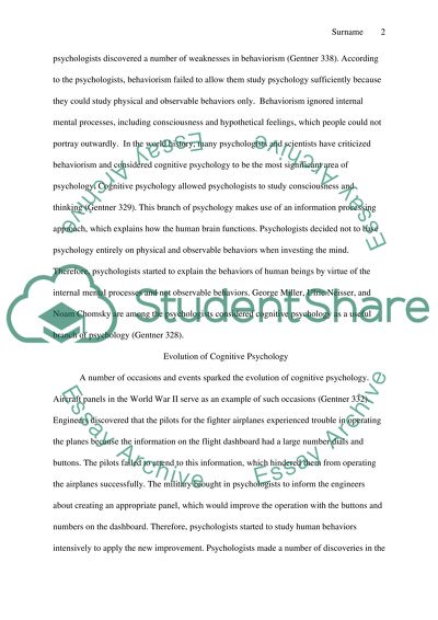 Analysis of Cognitive Psychology