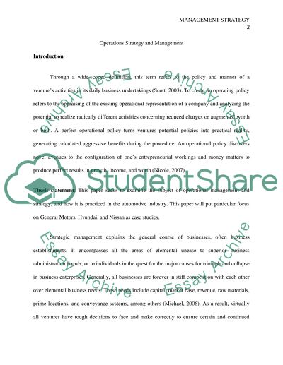 Operations Strategy & managent