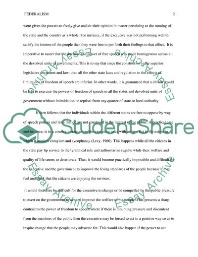 Relationship between Federalism and Freedom of Speech