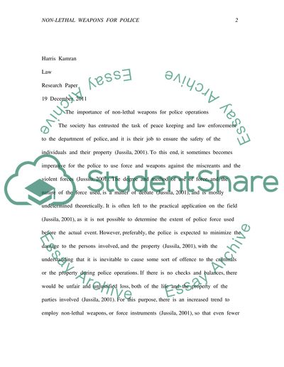 Discuss the Importance of Non-Lethal Weapons for Police Operations