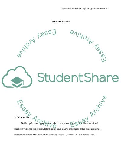 Economic Impact of Legalizing Online Poker