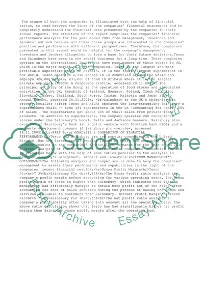 Limited Companies (Tesco and Sainsbury)