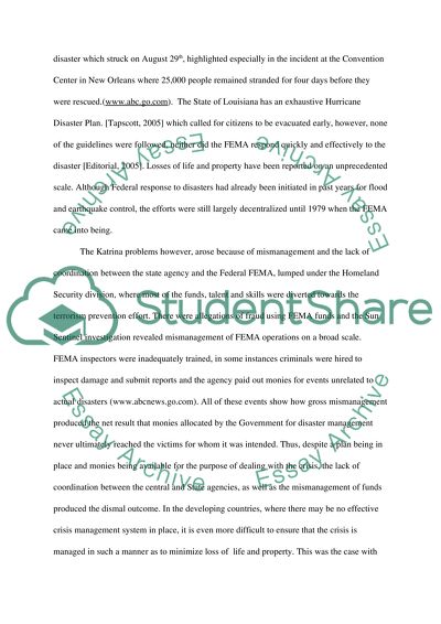 Crisis Management of Natural Disasters