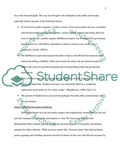 The Impact of the McPherson Document on the Policing of Ethnic Minorities
