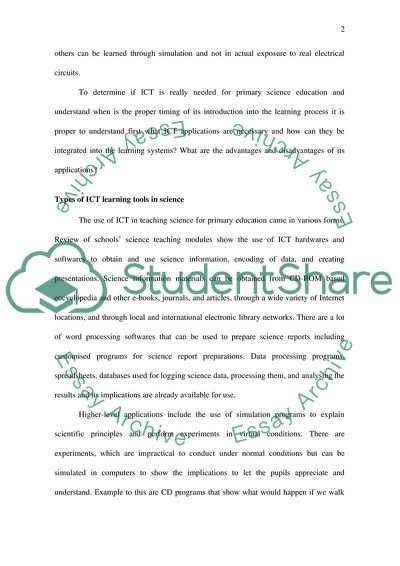 The Use of ICT in Primary Science Learning