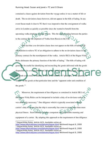 Law of International Carriage of Goods by Sea