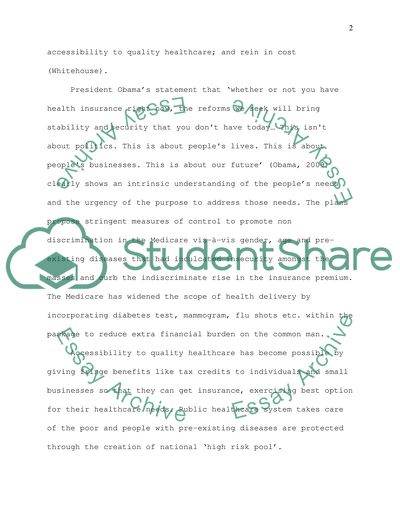 Obamas plan on health care