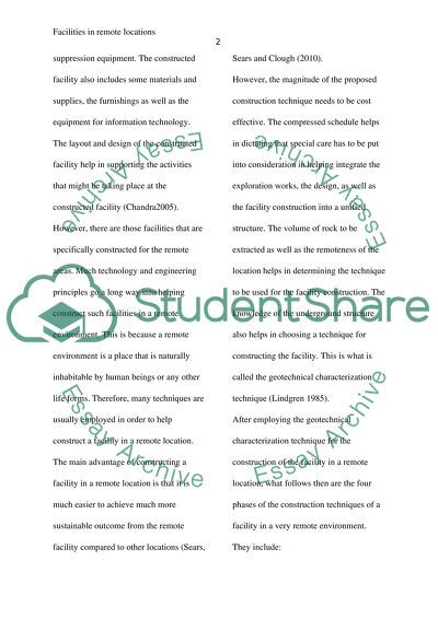 Techniques for constructing facilities in remote locations