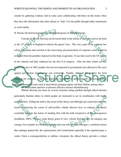 Whistle-Blowing: The Merits and Demerits to an Organization