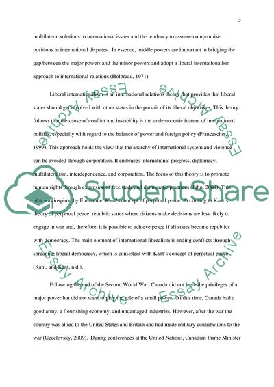 Canada as a Liberal Middle Power in International Relations