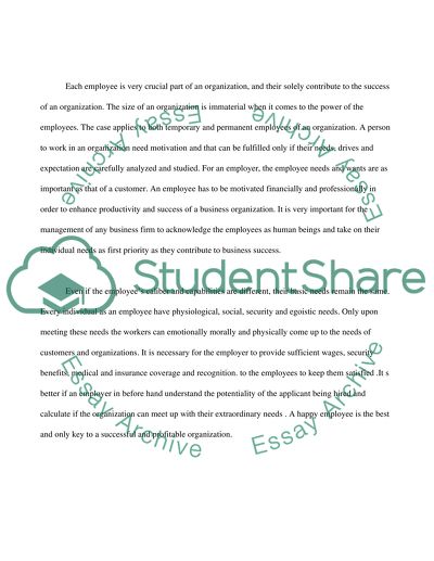 Meeting the Needs of Employees