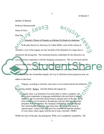 Aristotles Theory in the Death of a Salesman