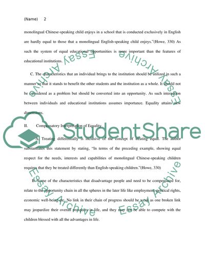 READING GUIDE FOR EQUALITY OF EDUCATIONAL OPORTUNITY AND THE CRITERION OF EQUAL EDUCATIONAL WORTH