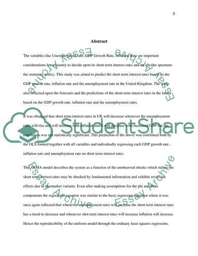 Predicting UK Short-Term Monthly Rates Using Unemployment Rate, GDP Growth Rate, and Inflation Rate