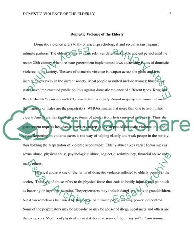 Domestic violence of the elderly