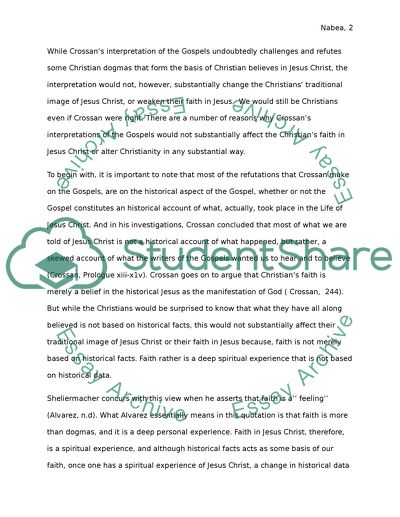 Interpretations of Crossan Would Not Negatively Impact on Christianity