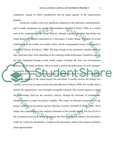 Evaluating Capital Investment Project