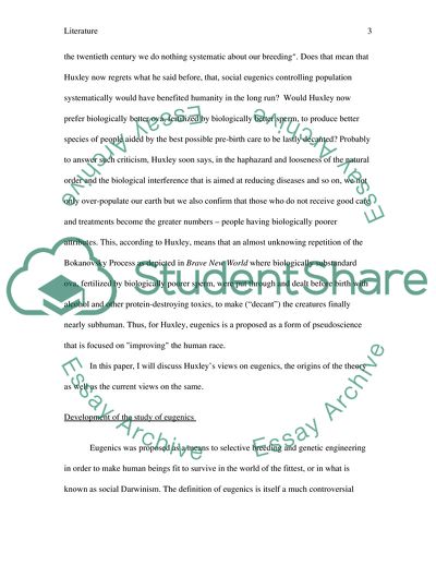 Quality, Quantity, Morality - Eugenics in Brave New World Revisited by Aldous Huxley