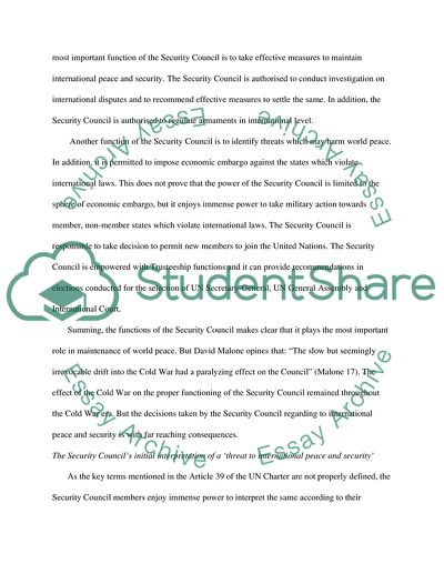 Threat to International Peace and Security