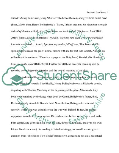 William Shakespeare and his play Richard II