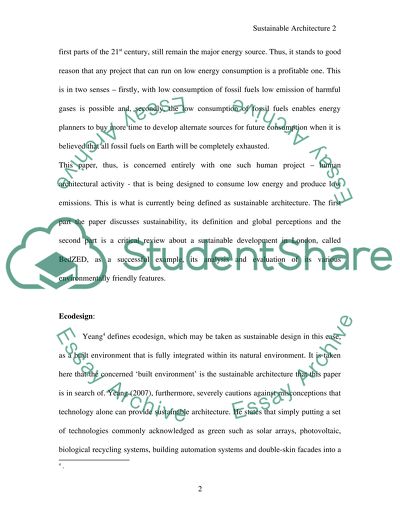 Sustainable Design of Zero Emission/Low Energy Architecture