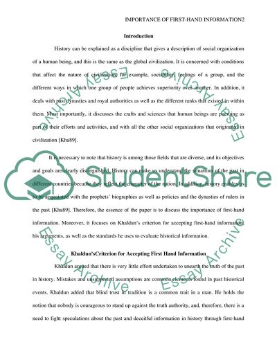 The Importance of First Hand Information Essay Example | Topics and ...