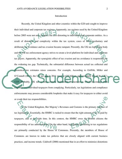 Anti-Avoidance Legislation in the United Kingdoms Taxation System