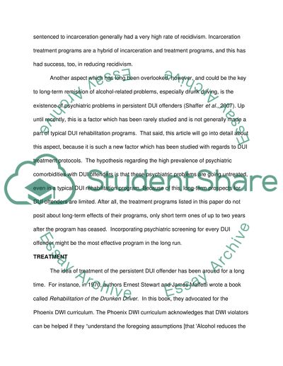 Effective strategies in dealing with DUI offenders - Incarceration and Treatment