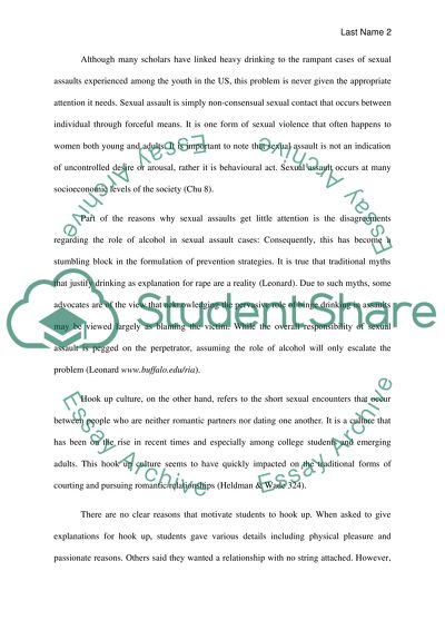 Alcohol and the Hook Up Culture: Sexual Assaults in the Making