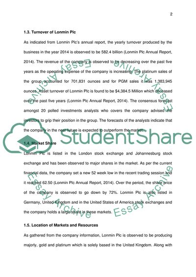 Financial strength and developments of Lonmin Plc