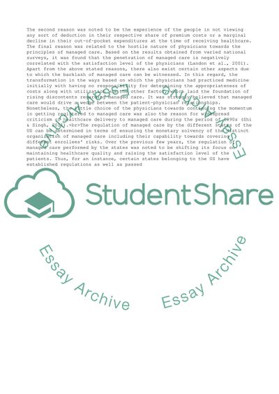 Managed Care Backlash