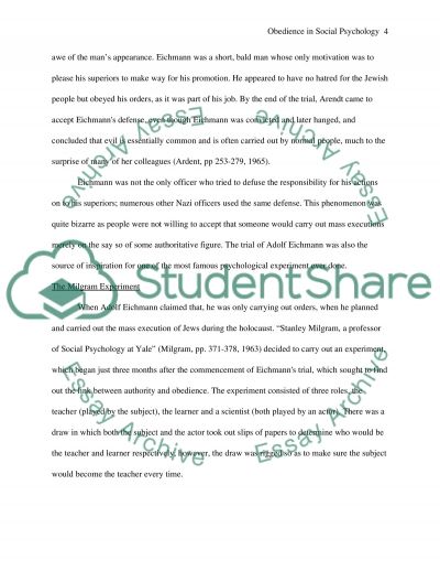Obedience psychology essay