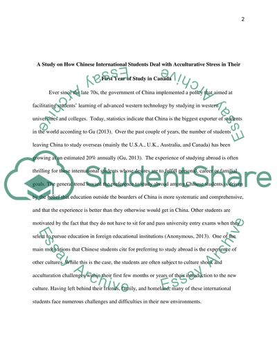 How Chinese International Students Deal with Acculturative Stress in Their First Year of Study