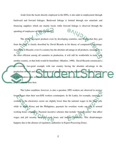 Impact of Export Processing Zones on Developing Countries