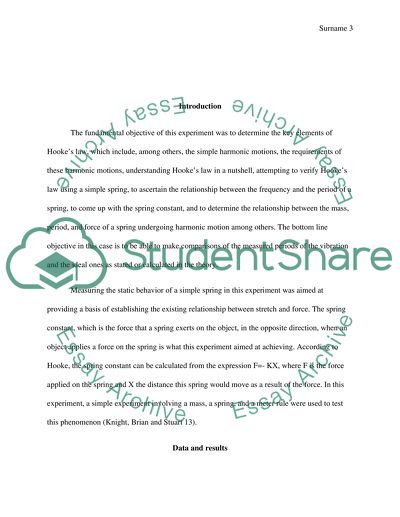 Hookes Law: Springs and Oscillators